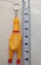 Load image into Gallery viewer, Medium Rubber Squeeze Screaming Chicken Toy keychain
